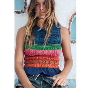 Zara smocked knit top